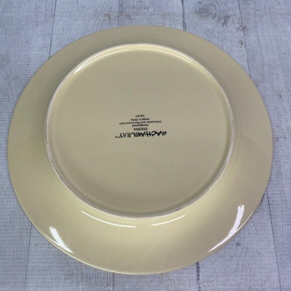 Rachael Ray CUCINA ALMOND CREAM Embossed Edge Rim Stoneware Dinner Plates Set 4 - Picture 5 of 16